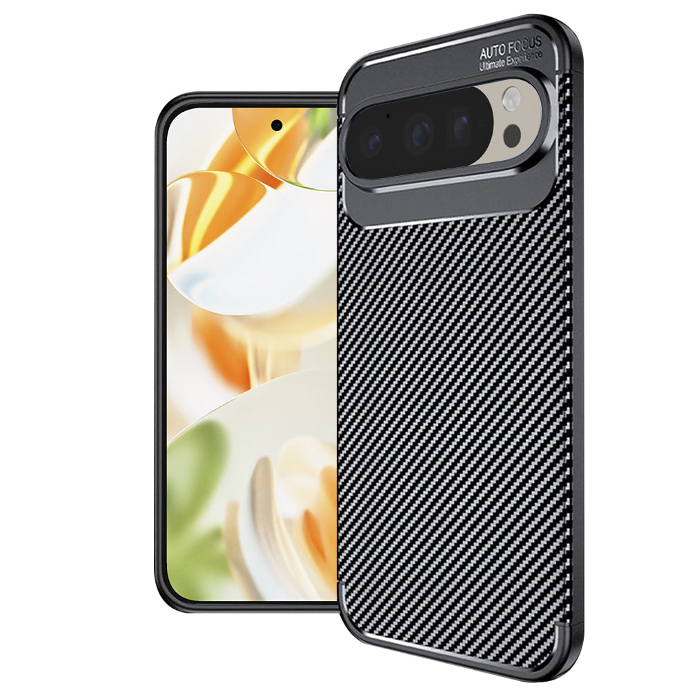 Custodia per Google Pixel 9 Pro, Techsuit, CarbonFiber, Nera