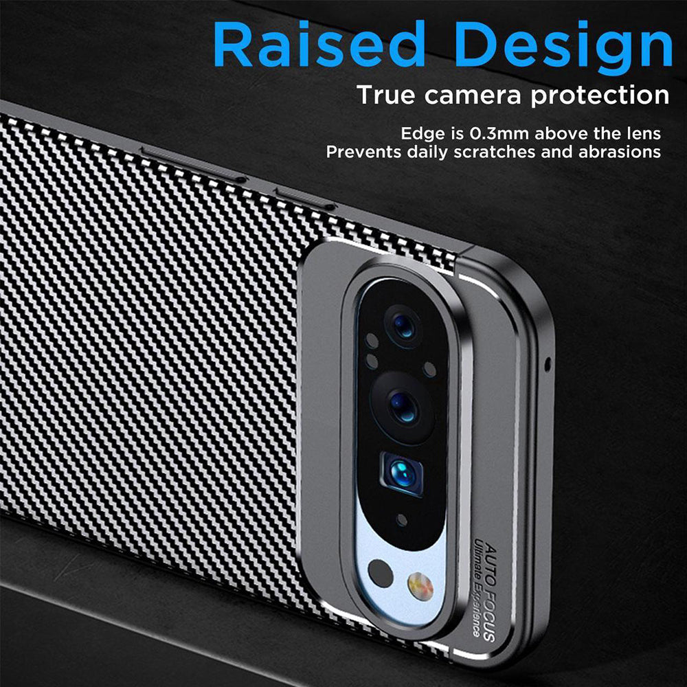 Custodia per Google Pixel 9 Pro, Techsuit, CarbonFiber, Nera