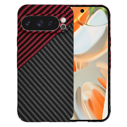 Custodia per Google Pixel 9 Pro, Techsuit, Carbonite FiberShell, Nero Rosso