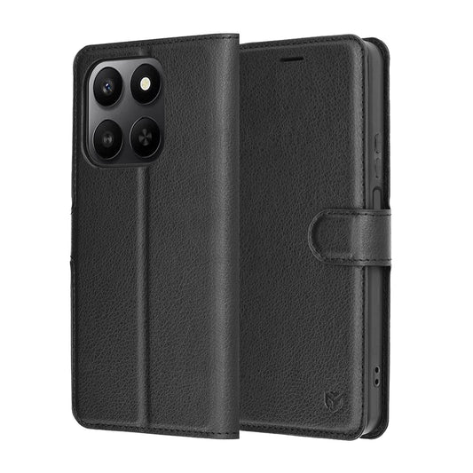 Custodia per Honor 400 Smart 4G / X7d 4G / 400 Smart 5G, Techsuit, Leather Folio, Nera