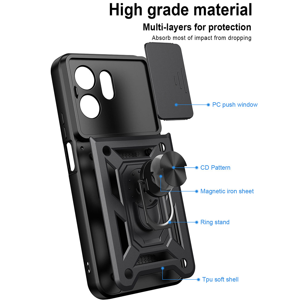 Custodia per Honor 600 Smart, Techsuit, CamShield, Nera