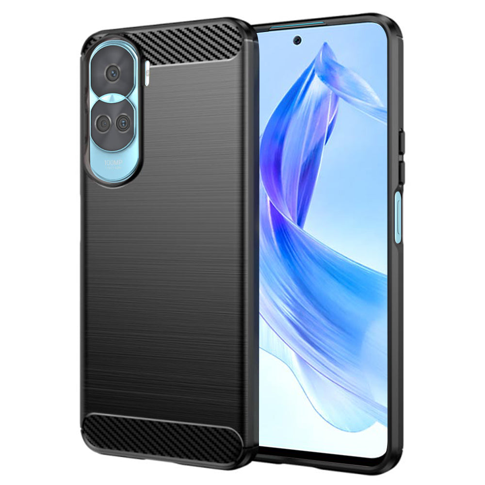 Custodia per Honor 90 Lite, Techsuit, Carbonio, Nera