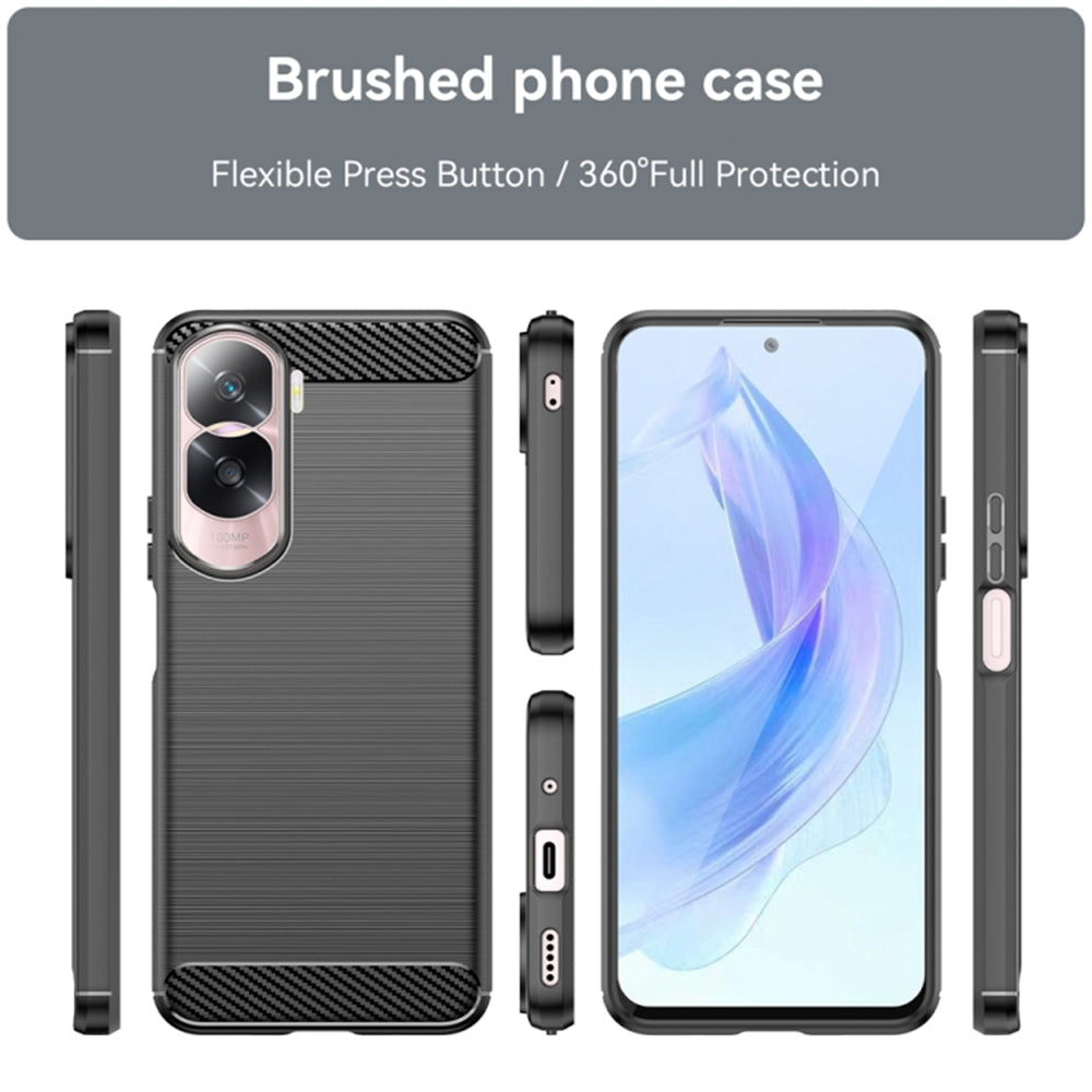 Custodia per Honor 90 Lite, Techsuit, Carbonio, Nera
