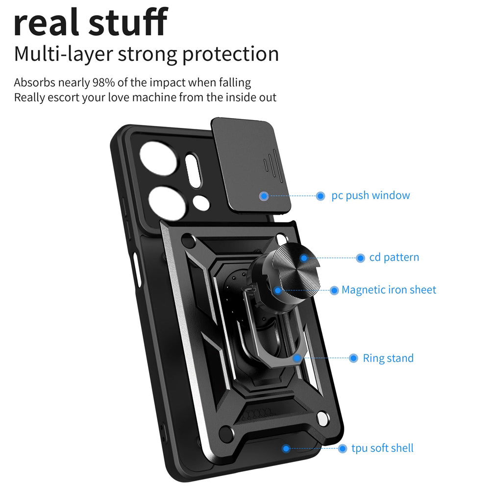 Custodia per Honor X7a, Techsuit, CamShield, Nera