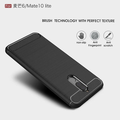 Custodia per Huawei Mate 10 Lite, Techsuit, Carbonio, Nera