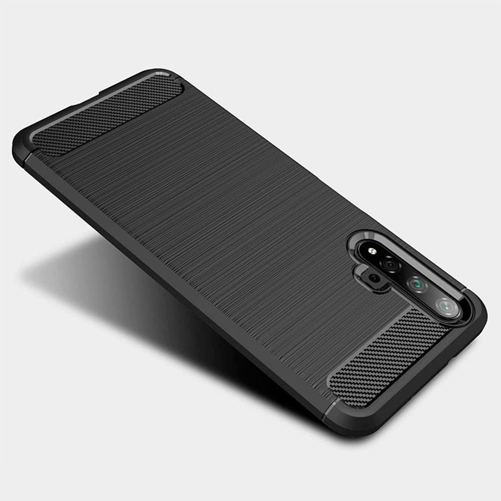 Custodia per Huawei nova 5T / Honor 20, Techsuit, Carbonio, Nera