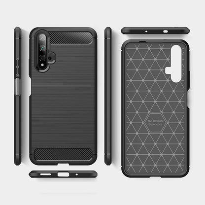 Custodia per Huawei nova 5T / Honor 20, Techsuit, Carbonio, Nera