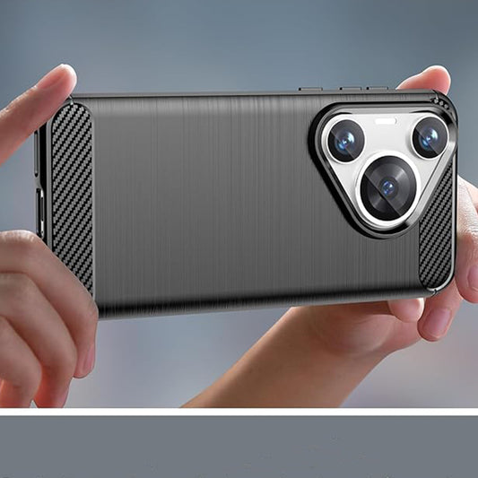 Custodia per Huawei Pura 70, Techsuit, Carbonio, Nera