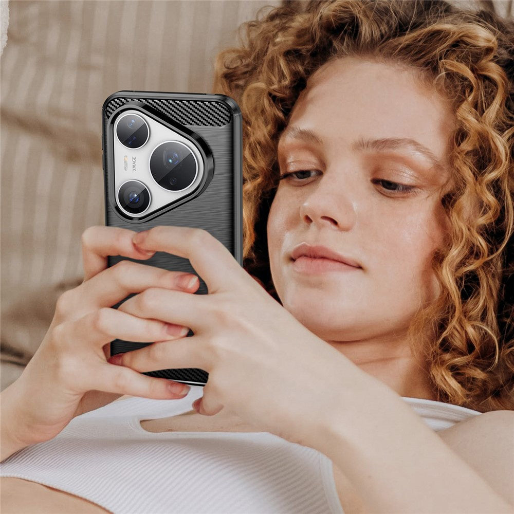 Custodia per Huawei Pura 80 Pro / Pura 80 Ultra, Techsuit, Carbonio, Nera