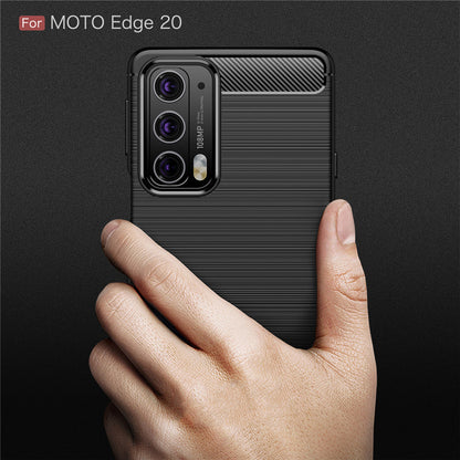 Custodia per Motorola Edge 20, Techsuit, Carbonio, Nera
