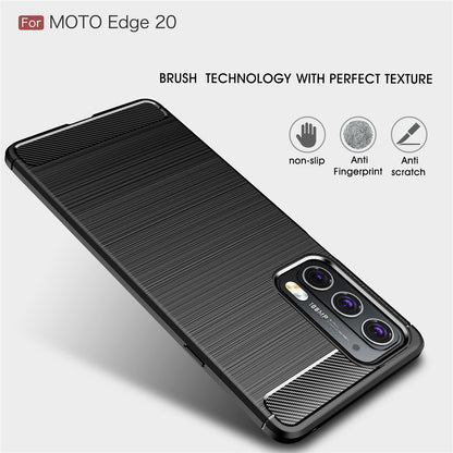 Custodia per Motorola Edge 20, Techsuit, Carbonio, Nera