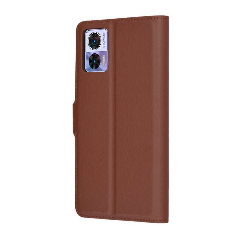 Case for Motorola Edge 30 Neo, Techsuit, Leather Folio, Brown