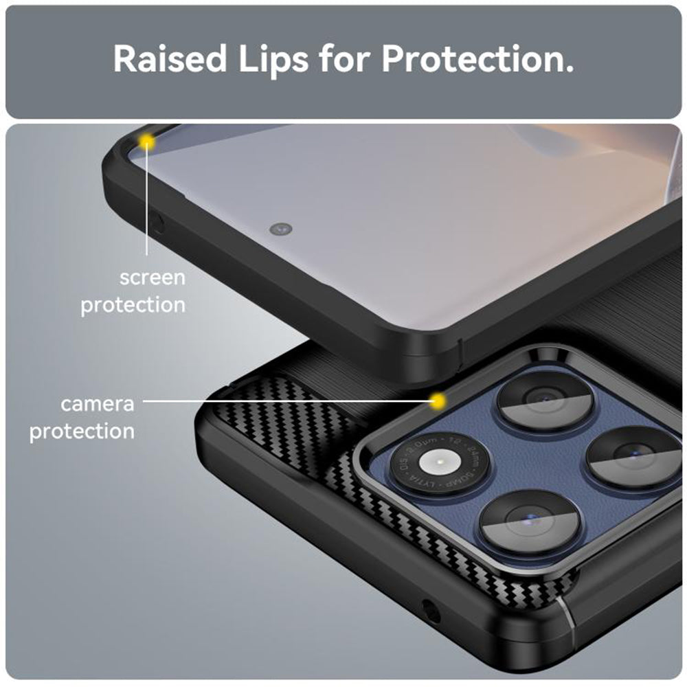 Custodia per Motorola Edge 60 Pro, Techsuit, Carbonio, Nera