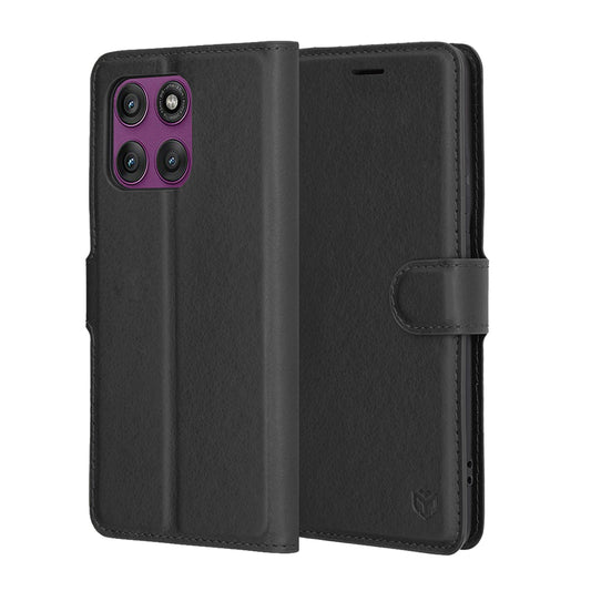 Custodia per Motorola Edge 60 Pro, Techsuit, Leather Folio, Nera