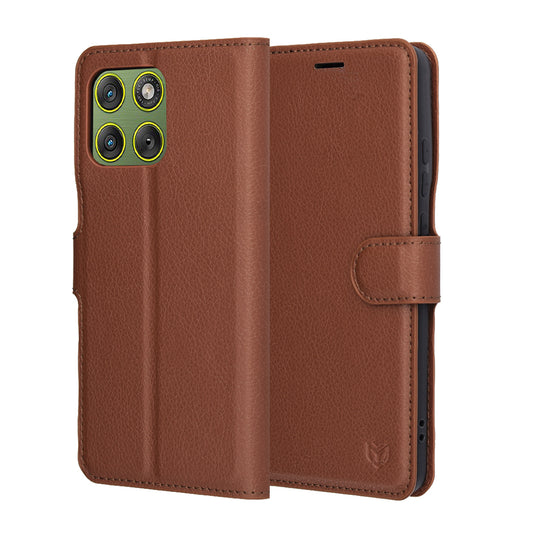 Custodia per Motorola Edge 70, Techsuit, Leather Folio, Marrone