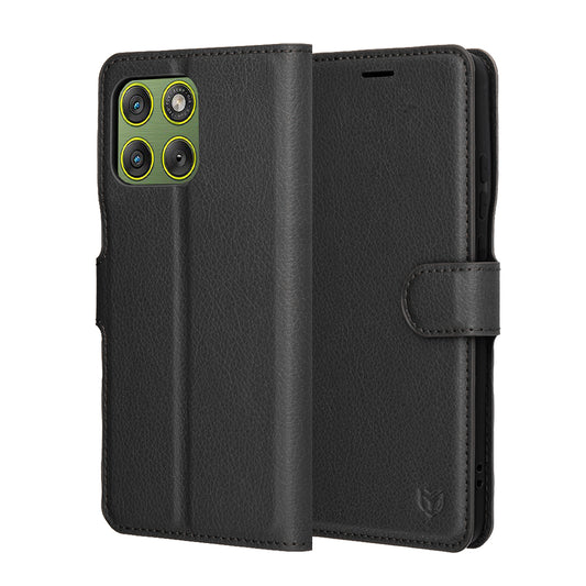 Custodia per Motorola Edge 70, Techsuit, Leather Folio, Nera