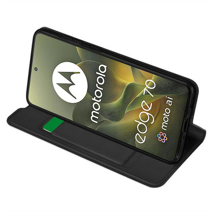Custodia per Motorola Edge 70, Techsuit, Magskin Book, Nera