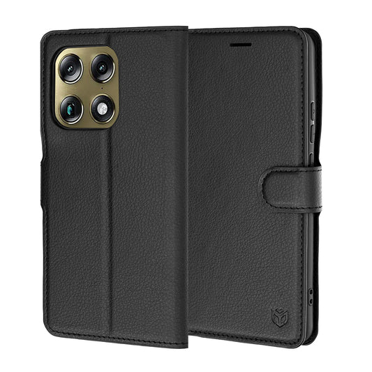 Custodia per Motorola Edge 70 Ultra / Signature, Techsuit, Leather Folio, Nera
