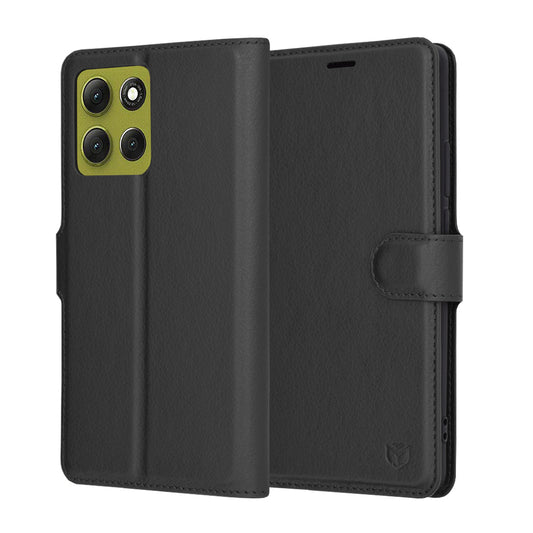 Custodia per Motorola Moto G86, Techsuit, Leather Folio, Nera