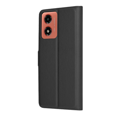 Custodia per Motorola Moto G04s / E14 / G04 / G24, Techsuit, Leather Folio, Nera