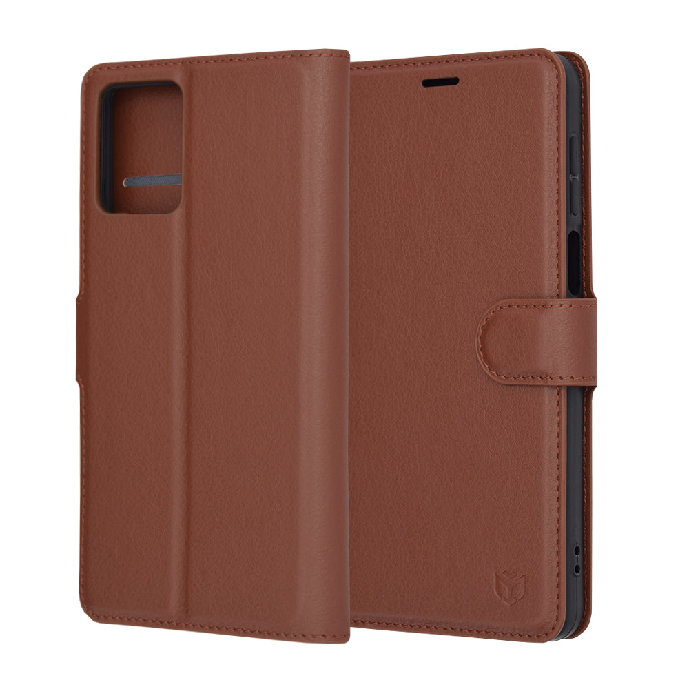 Case for Motorola Moto G14, Techsuit, Leather Folio, Brown