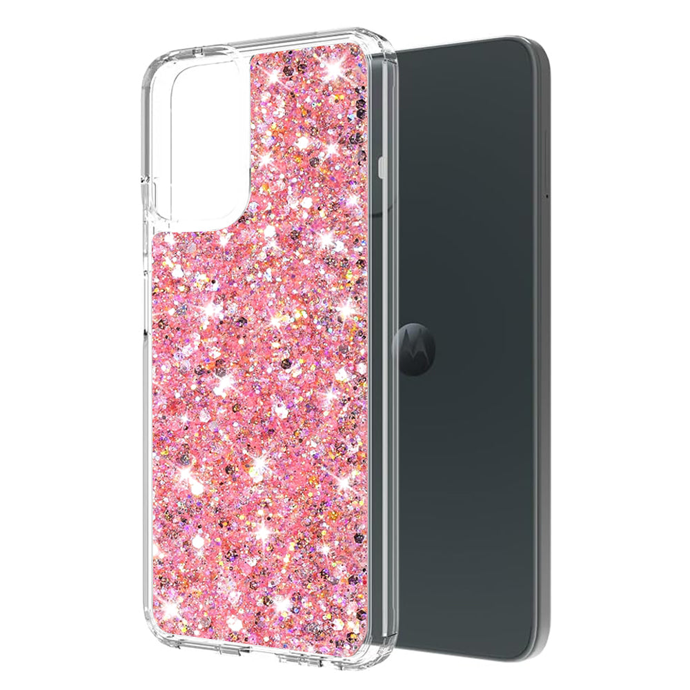 Custodia per Motorola Moto G14, Techsuit, Sparkly Glitter, Rosa