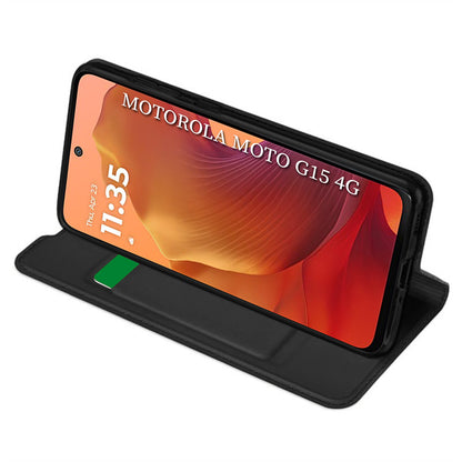Custodia per Motorola Moto G15 / G15 Power, Techsuit, Magskin Book, Nera