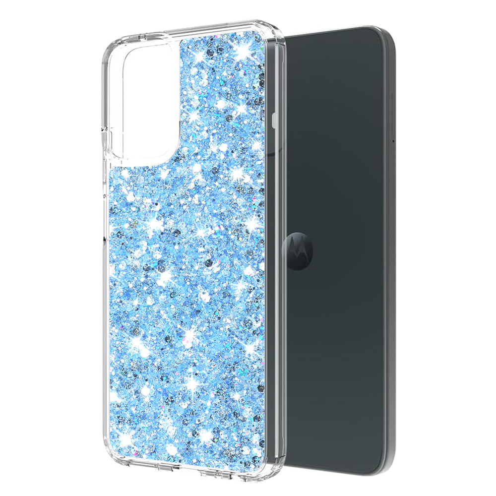 Custodia per Motorola Moto G45 / G34, Techsuit, Sparkly Glitter, Blu
