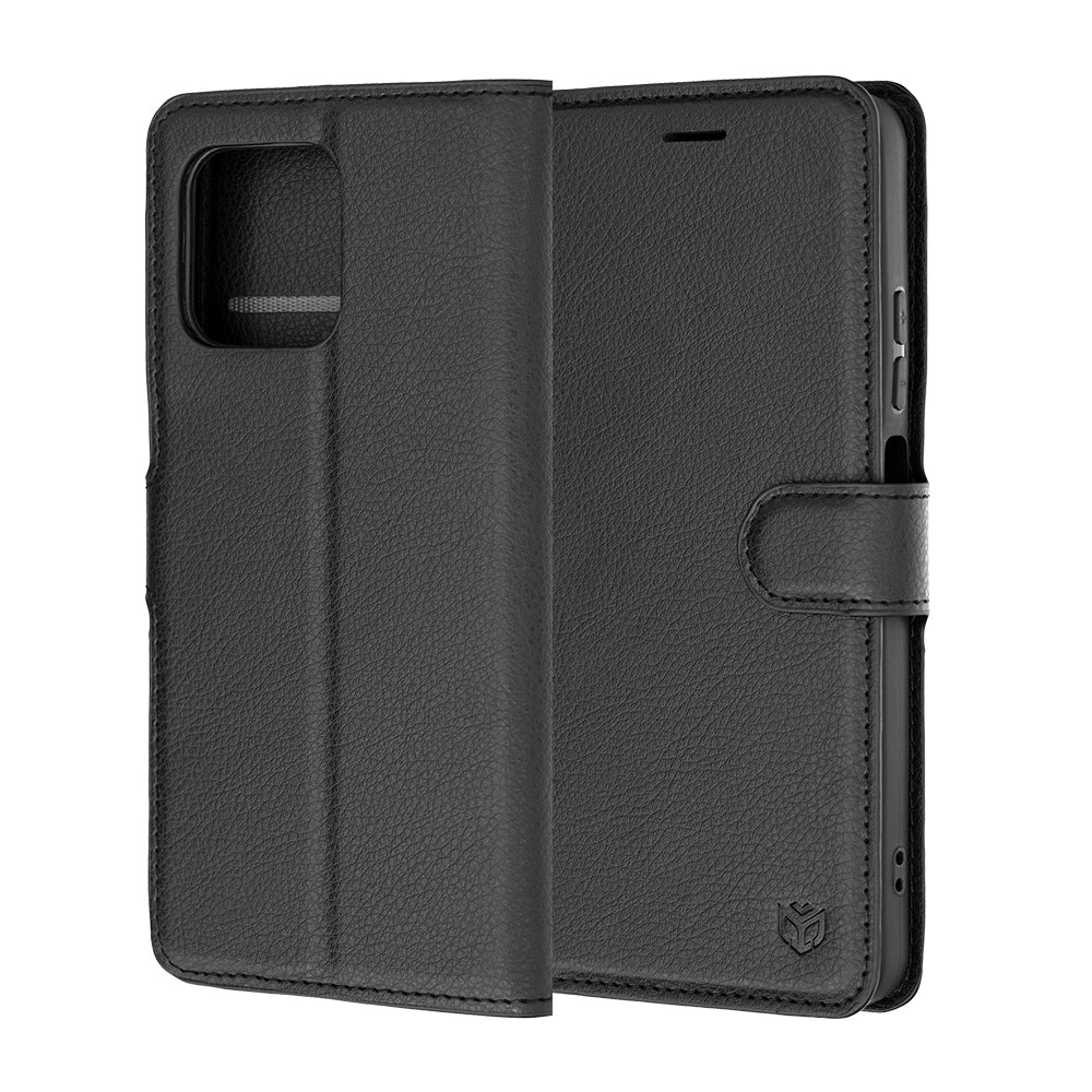 Custodia per Motorola Moto G47 / G37 Power / G37, Techsuit, Leather Folio, Nera