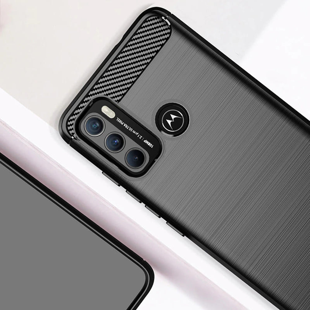 Custodia per Motorola Moto G60, Techsuit, Carbonio, Nera