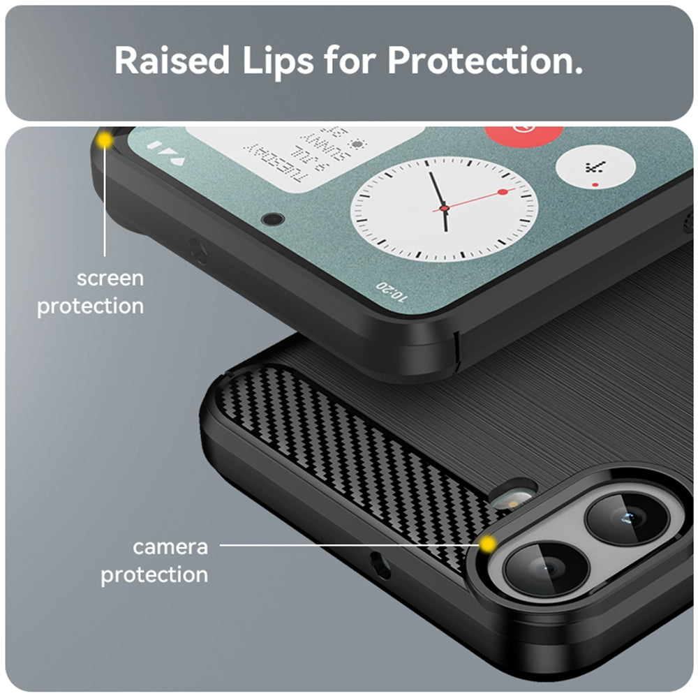 Custodia per Nothing CMF Phone 1, Techsuit, Carbonio, Nera