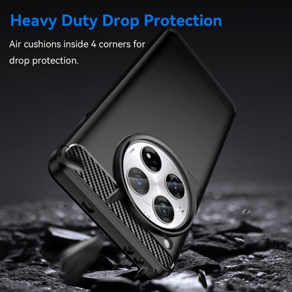 Custodia per OnePlus 12, Techsuit, Carbonio, Nera