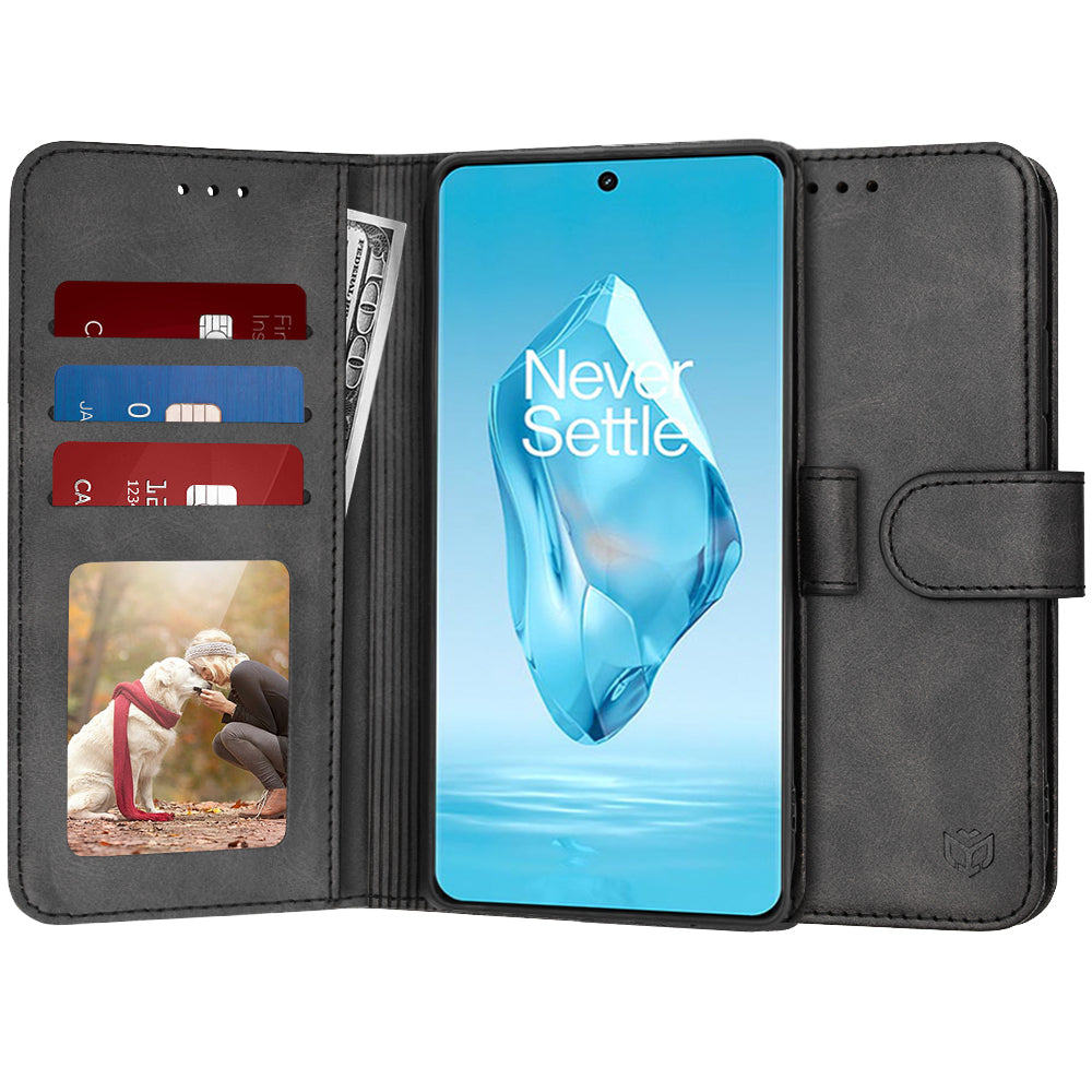 Custodia per OnePlus 12R, Techsuit, Diary Book, Nera