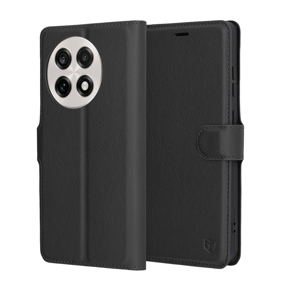 Custodia per OnePlus 13R, Techsuit, Leather Folio, Nera