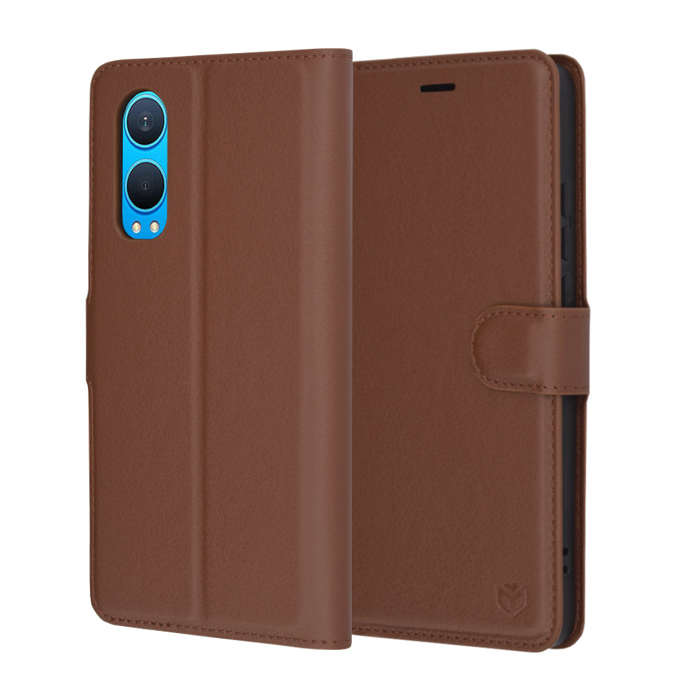 Custodia per OnePlus Nord CE4 Lite, Techsuit, Leather Folio, Marrone