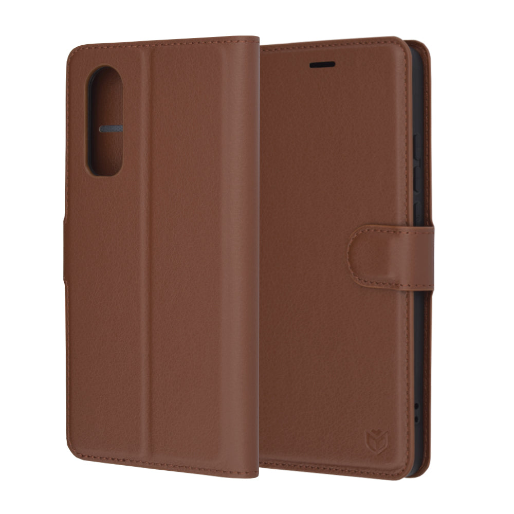 Custodia per OnePlus Nord CE4 Lite, Techsuit, Leather Folio, Marrone