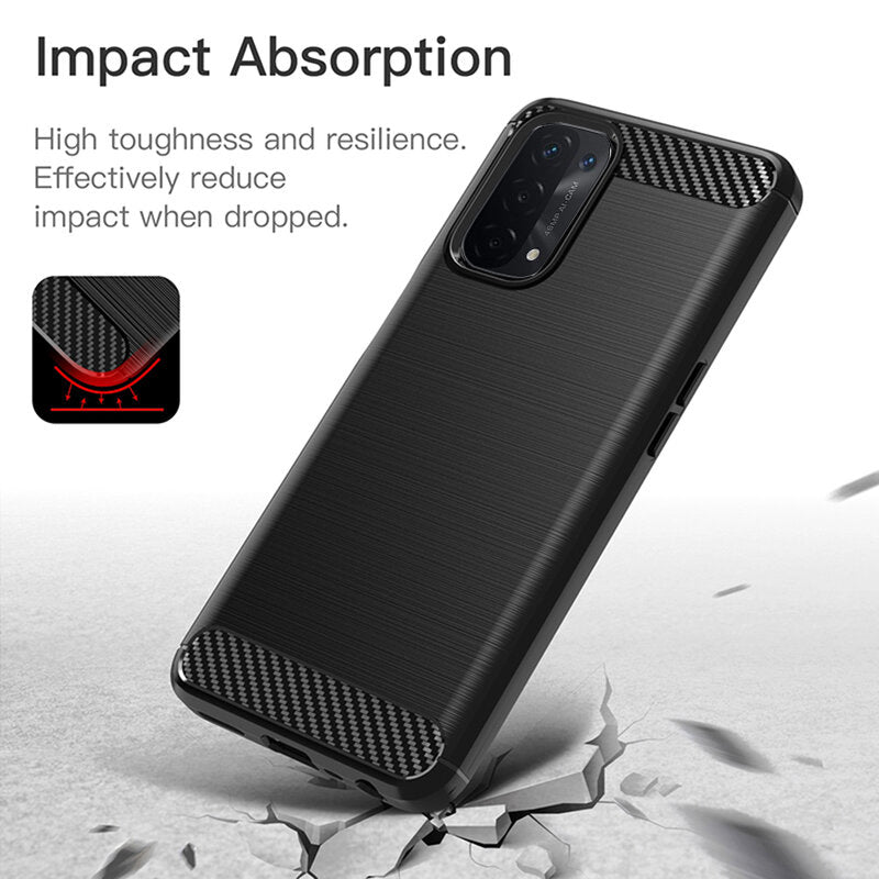 Custodia per OnePlus Nord N200 5G / Oppo A74 5G / A54 5G, Techsuit, Carbonio, Nera