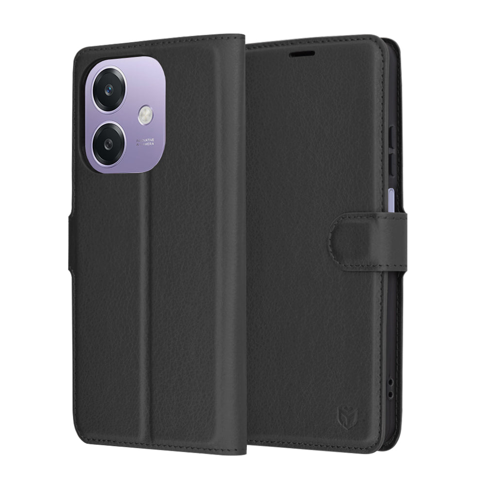Custodia per Oppo A3 4G / A3, Techsuit, Leather Folio, Nera