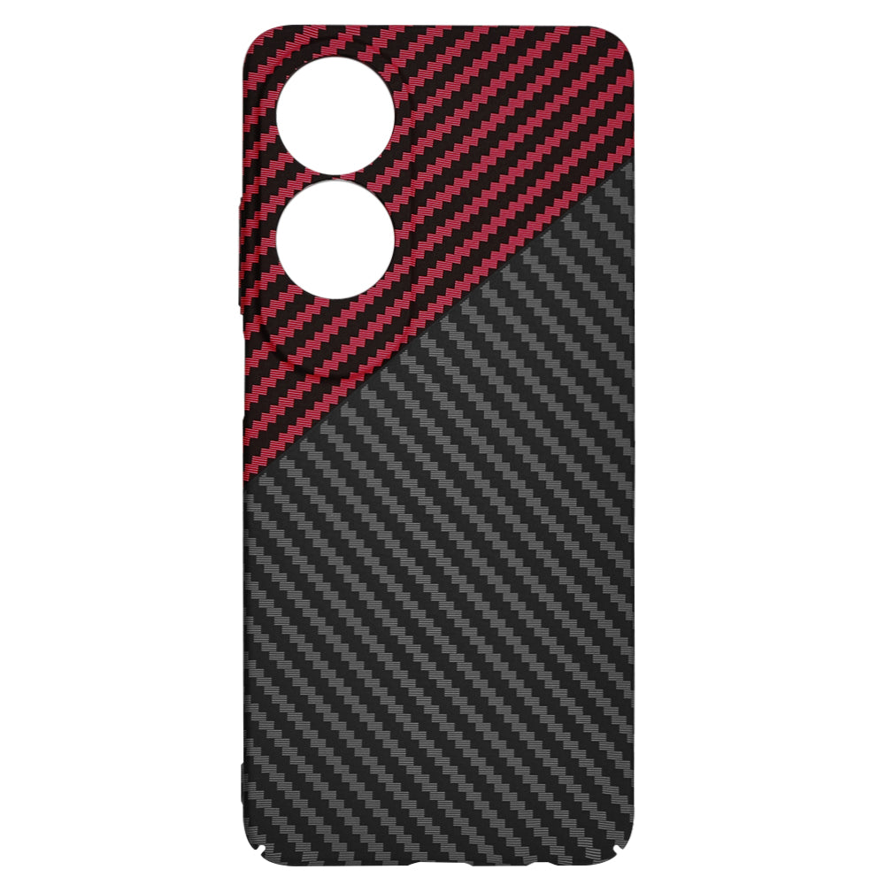Custodia per Oppo A60, Techsuit, Carbonite FiberShell, Nero Rosso