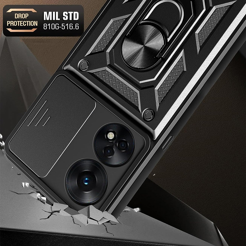 Custodia per Oppo A98, Techsuit, CamShield, Nera