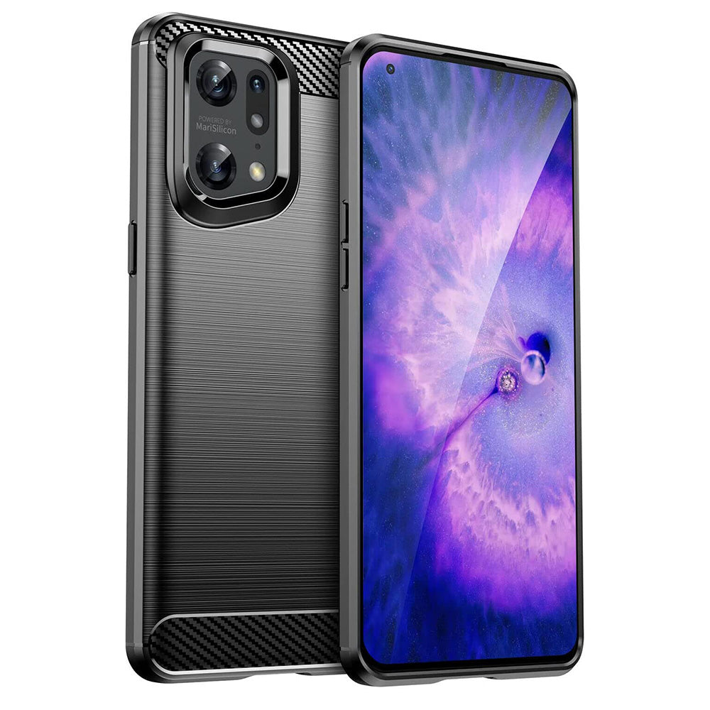 Custodia per Oppo Find X5 Pro, Techsuit, Carbonio, Nera