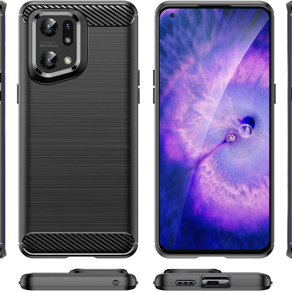 Custodia per Oppo Find X5 Pro, Techsuit, Carbonio, Nera