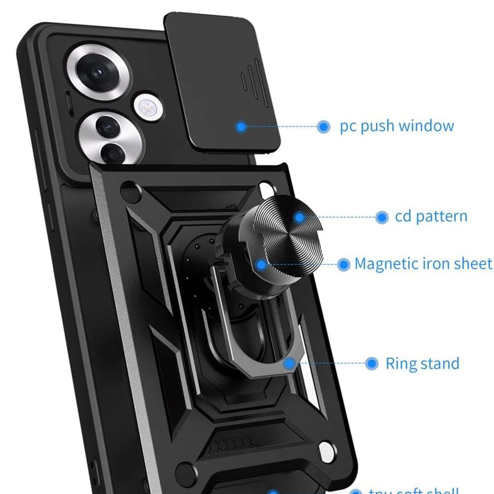 Custodia per Oppo Reno11 F, Techsuit, CamShield, Nera