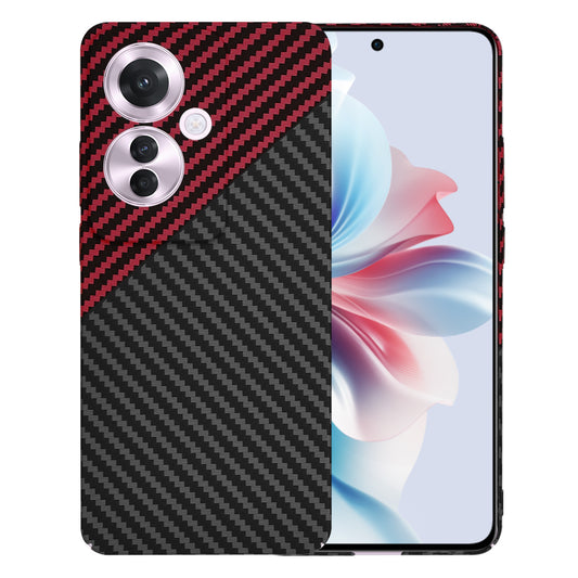 Custodia per Oppo Reno11 F, Techsuit, Carbonite FiberShell, Nero Rosso