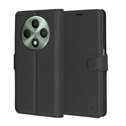 Custodia per Oppo Reno12 FS 5G / Reno12 FS 4G / Reno12 F 4G / Reno12 F, Techsuit, Leather Folio, Nera