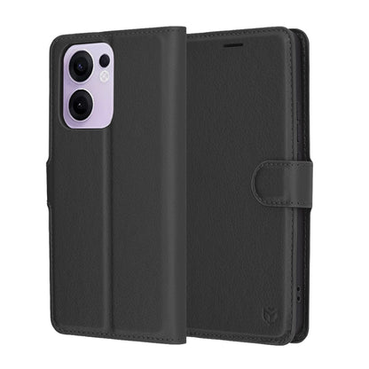 Custodia per Oppo Reno13 FS 5G / Reno13 F 4G / Reno13 F, Techsuit, Leather Folio, Nera