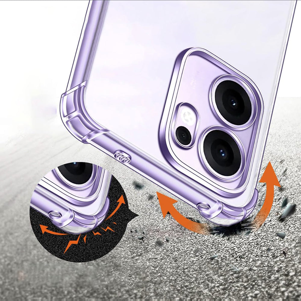 Custodia per Oppo Reno13 FS 5G / Reno13 F 4G / Reno13 F, Techsuit, Shockproof Clear, Trasparente