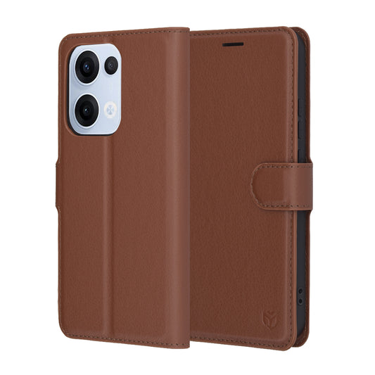 Custodia per Oppo Reno13, Techsuit, Leather Folio, Marrone