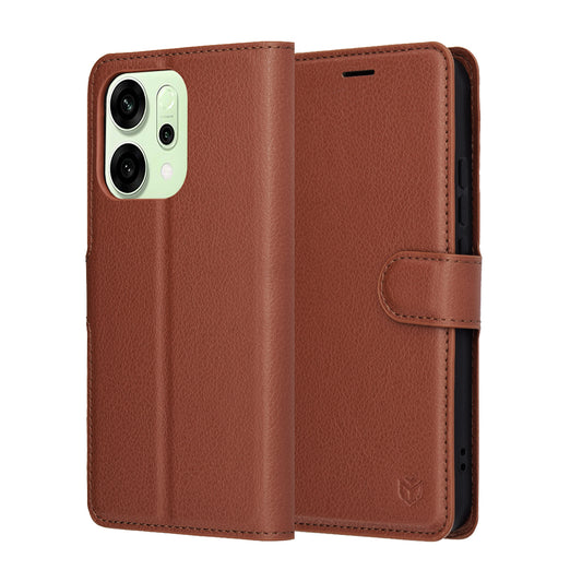 Custodia per Oppo Reno14, Techsuit, Leather Folio, Marrone