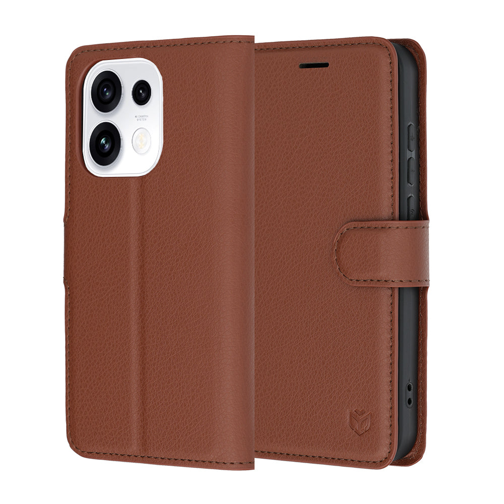Case for Oppo Reno16 Pro, Techsuit, Leather Folio, Brown